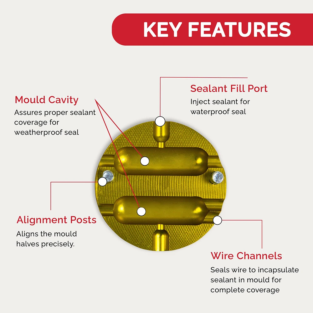 Stampo per connettore di testa a doppia cavità 16-14 AWG 2x2x0,75 pollici Cavo di ingegneria di precisione Giunto fisso Versatile Facile da usare