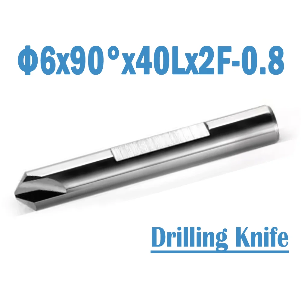 

2 Pcs/lot Φ6x90°x40Lx2F-0.8 Professional 60 Series Carbide Key Cutter Flat Drilling Knife