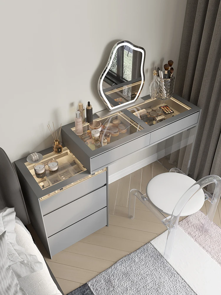 

Italian dresser bedroom solid wood cosmetic table desk integrated multi-functional small high-end bedside storage cabinet