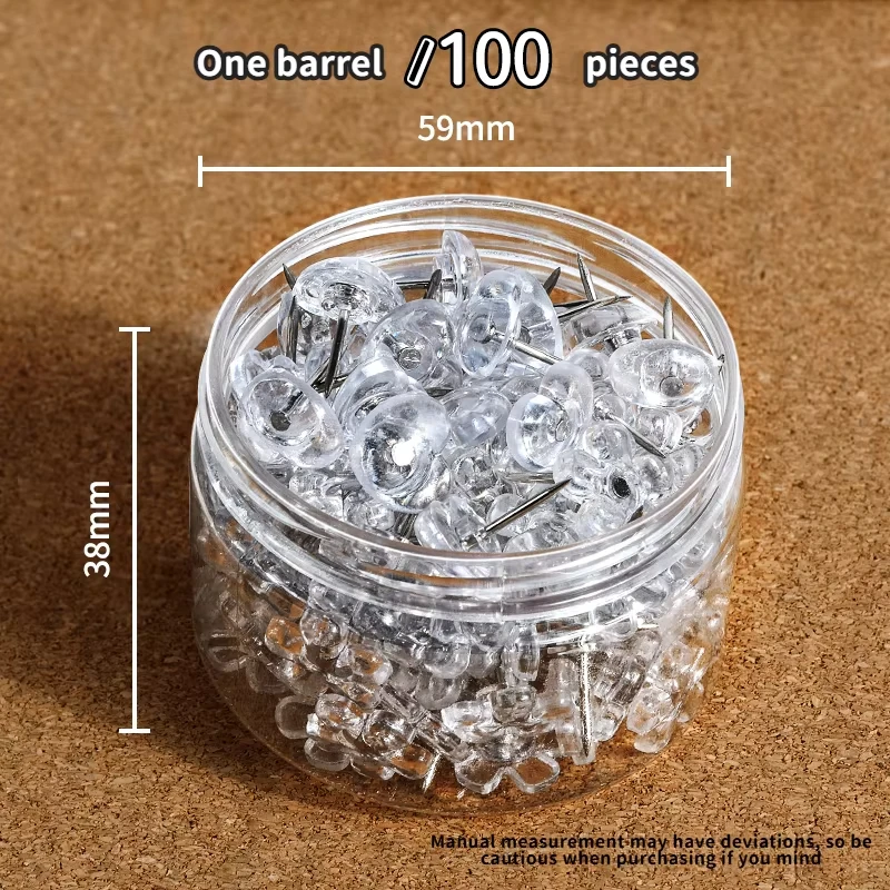 100 200 durchsichtige Reißzwecken, Kunststoff-Box-Set für Schulbedarf, Schreibwaren, Büro, Handwerk, Korktafel, Wand, langlebig, kreatives Geschenk-Werkzeug