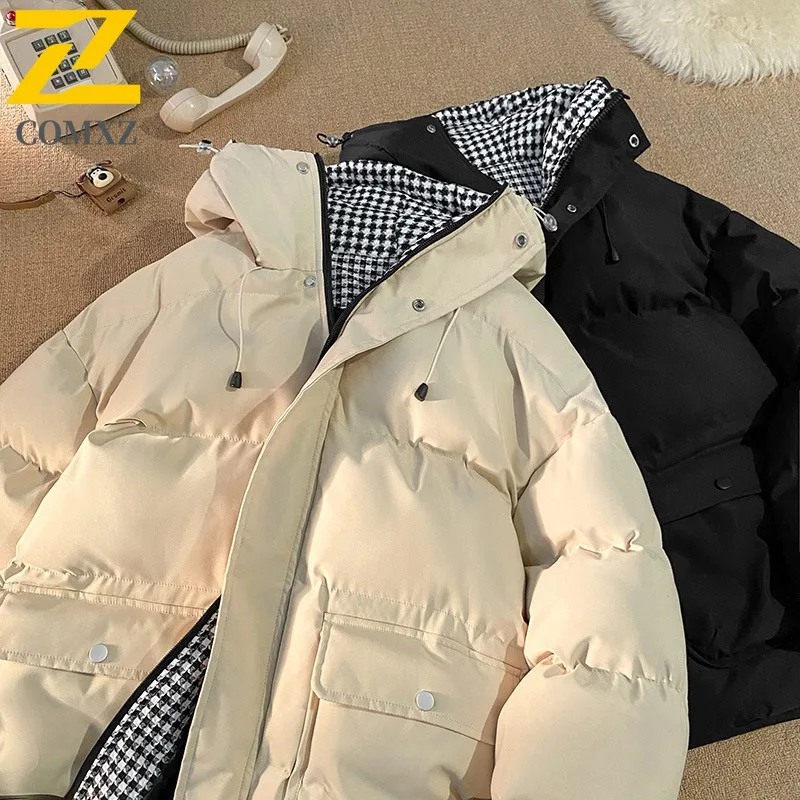 COMXZ Fake Two Piece Workwear Cotton Coat New Casual Thick Warm Hooded Padded Jacket waterproof outdoor lightweight windbreaker