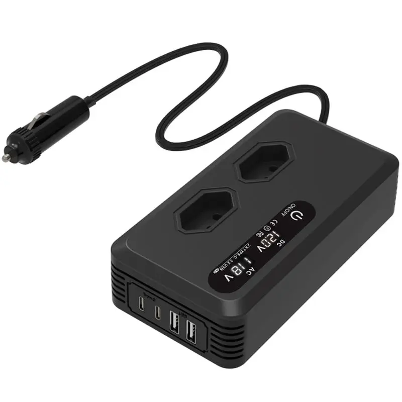 

Автомобильный инвертор 200 Вт с USB-портами, адаптер-преобразователь, LED-экран, бразильская вилка (BR Plug)