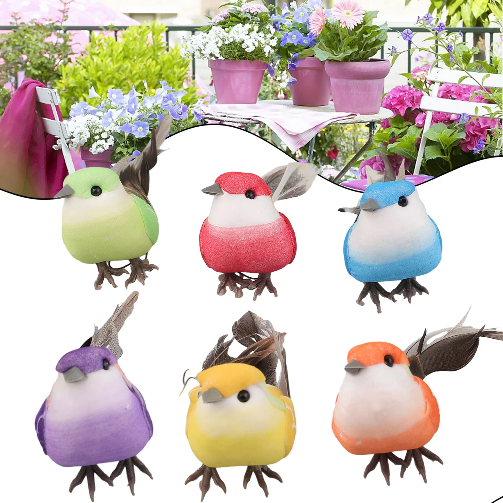 6pcs Simulation Birds Mini Artificial Foam Feather Birds 10cm DIY Pollution-Crafts Ornament Home Garden Decor Gift