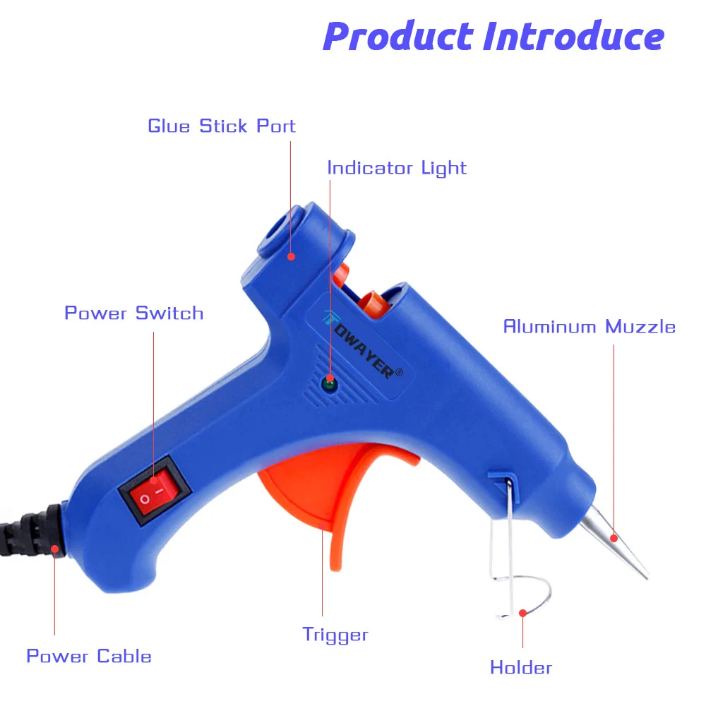 Pistola de cola quente com cola transparente, mini pistola, calor elétrico, temperatura, ferramenta de reparo, especial, EUA, UE, 7mm, 20W