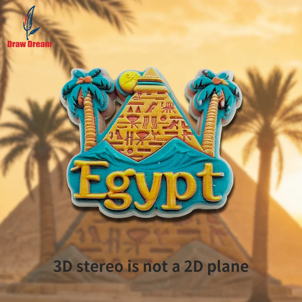 1PC Egyptian Desert Oasis Creative 3D Stereoscopic Refrigerator Poster Travel Souvenir Home Decoration Item