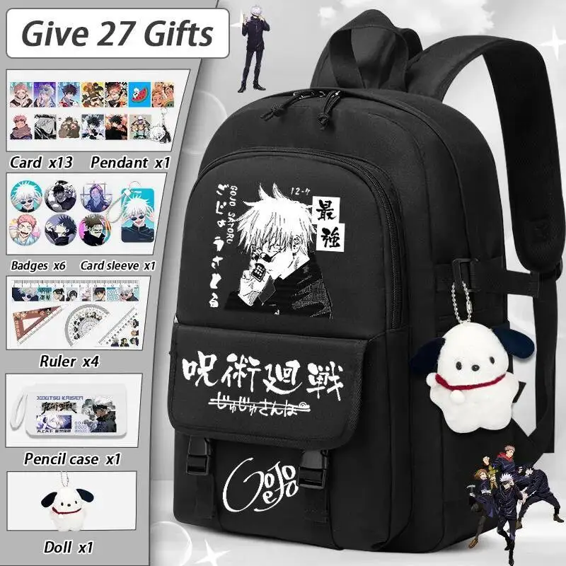 

Anime Game Breathable Mesh Black Blue White Jujutsu Kaisen Student Teens School Bags Backpacks