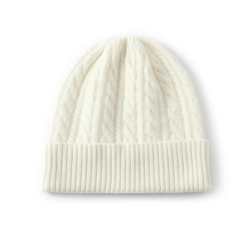 Wool knitted warm thickened twisted dome ear protector wool hat