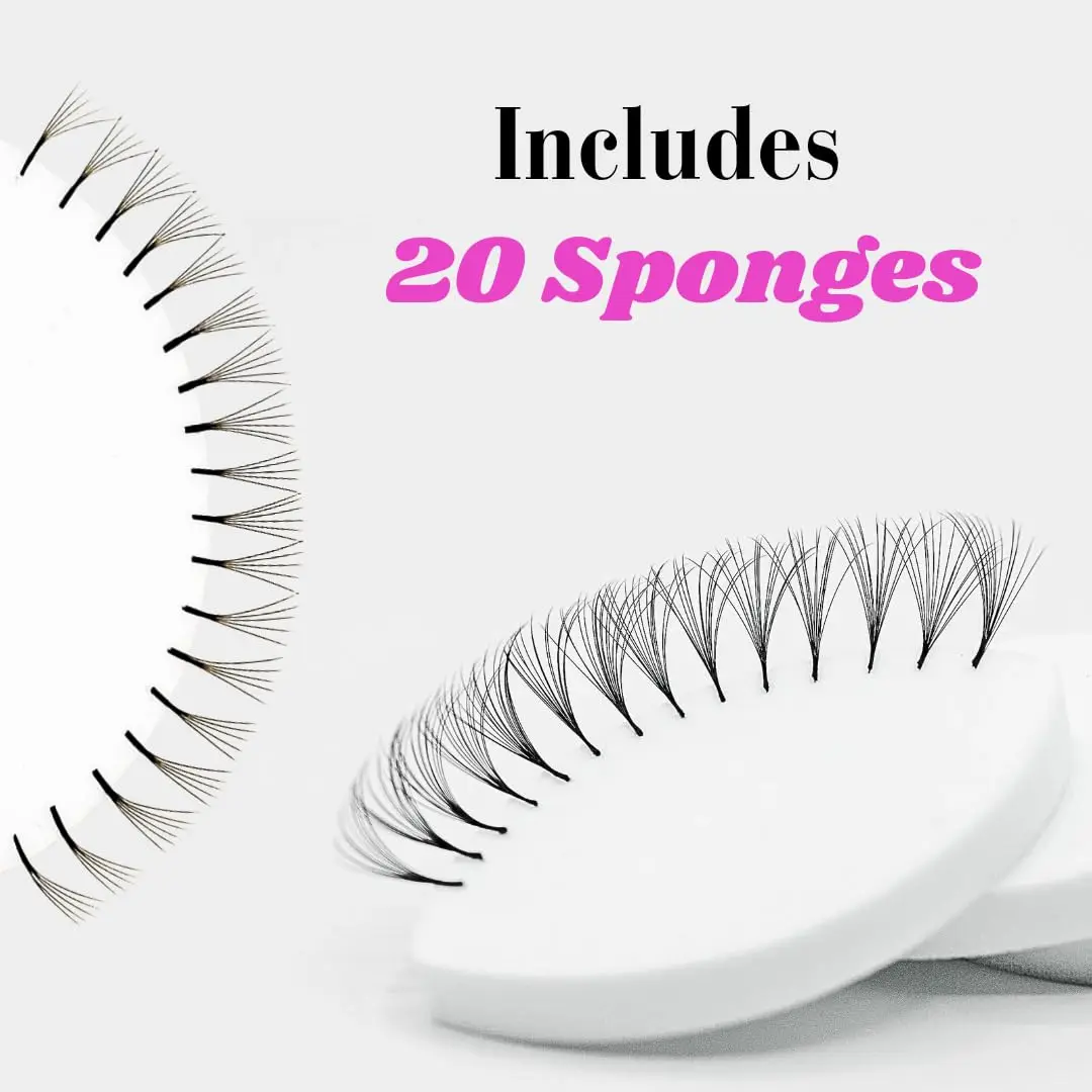 Almohadillas de práctica de pestañas de 20 piezas, esponjas de entrenamiento en forma de ojo con guía de mapeo, herramientas de extensión de pestañas reutilizables para principiantes y profesionales