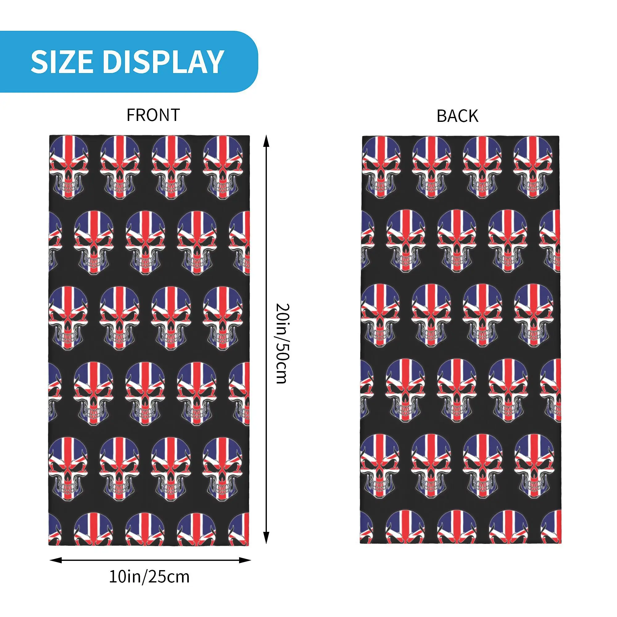 Custom Skull United Kingdom British Bandana Winter Neck Warmer Windproof Wrap Face Scarf for Ski British Flag Gaiter Headband