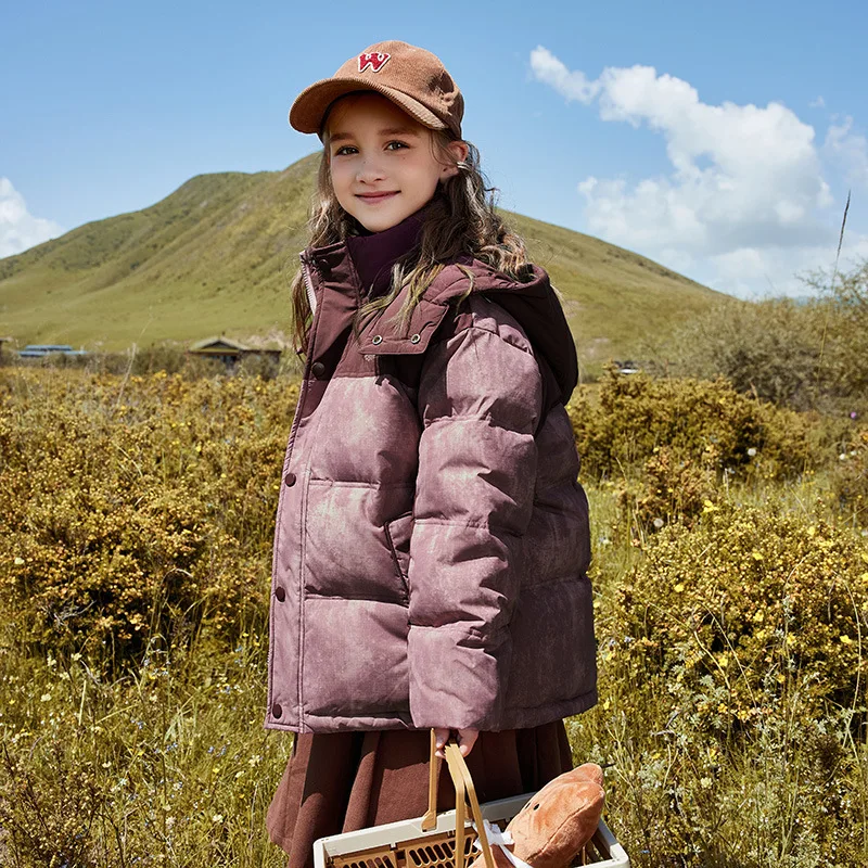 

RAISE Winter Duck Down Jacket For Kid Girl 5-12Y Girl Spliced Hooded Puffer Jacket Windproof Parka For Teens Girl Outerwear Coat