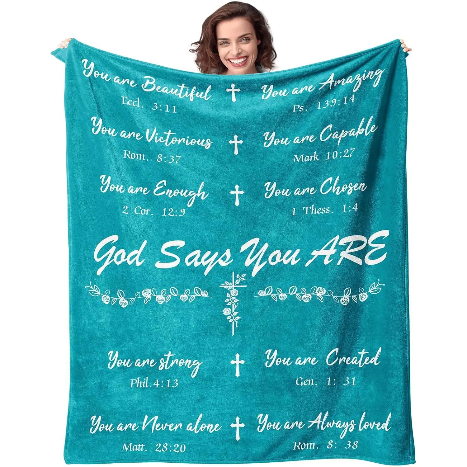 

Библейское одеяло, одеяло с христианским сочувством, вдохновляющие подарки, религиозные подарки для мужчин, Иисус Христос, Бог, Say You Are Blessed