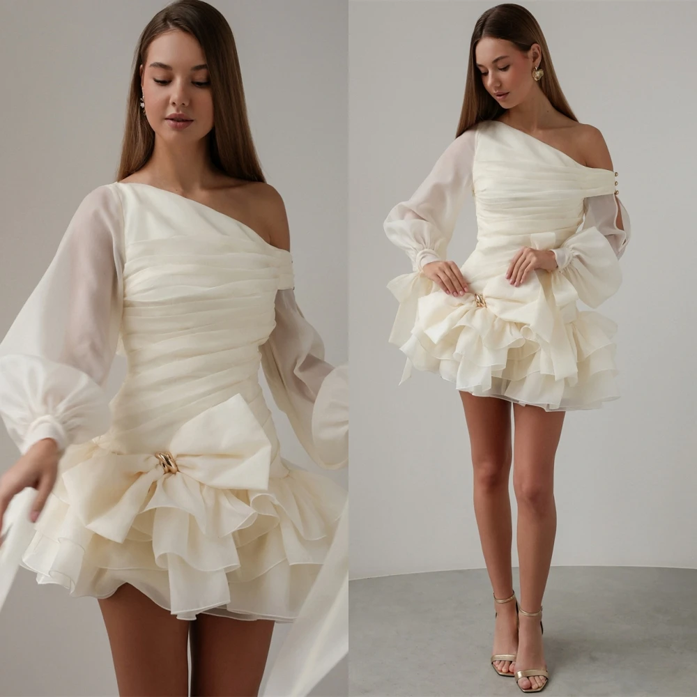 

Customized High Quality Boat Neck Evening Dress Classic Long Sleeves Cocktail Dress Modern Chiffon Special Occasion Gowns