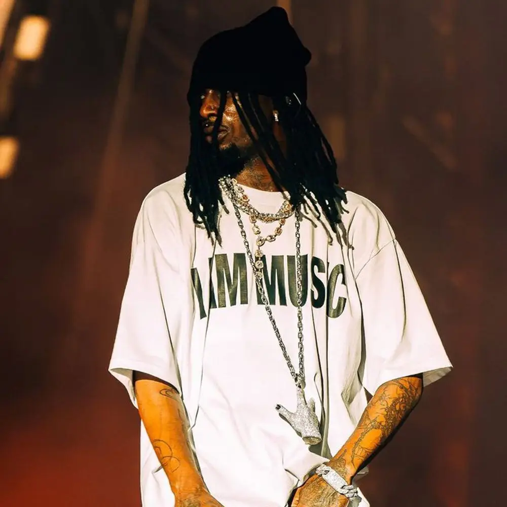 

Playboi Carti I Am Music Rapper T-shirt Hip-hop English Letter Short-sleeved Loose Base Shirt for Men and Women