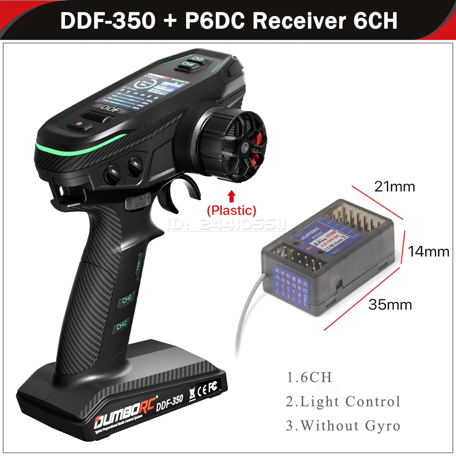 DUMBORC DDF-350 10CH 2,4G Digital Sender Fernbedienung HD Bildschirm 4/6/10 Kanal Gyro Empfänger für RC Auto Tank Boot Roboter
