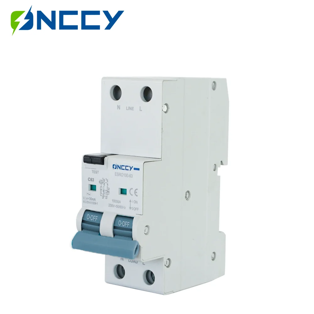 ONCCY Electronic Type RCBO 240V 2P Residual Current Circuit Breaker with Over Current Protection 10A 16A 25A 32A 40A 30mA