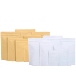 Thick White Brown Kraft Paper Stand Up Heat Sealable Package Bags Food Coffee Bean Snacks Gift Zipper Kraft Packaging Pouches