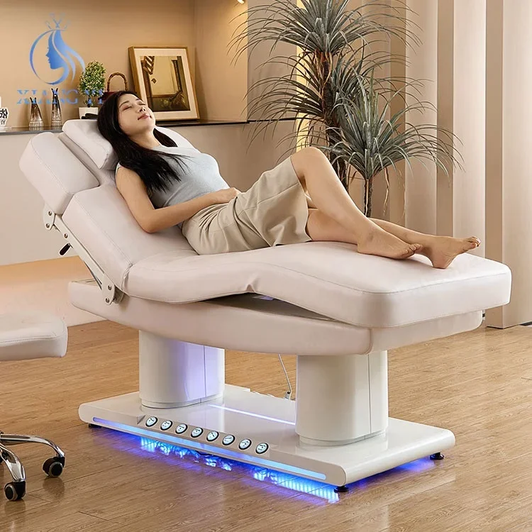 Luxury Facial Cosmetic Massage head spa curved Eyelash electric Recliner beauty bed