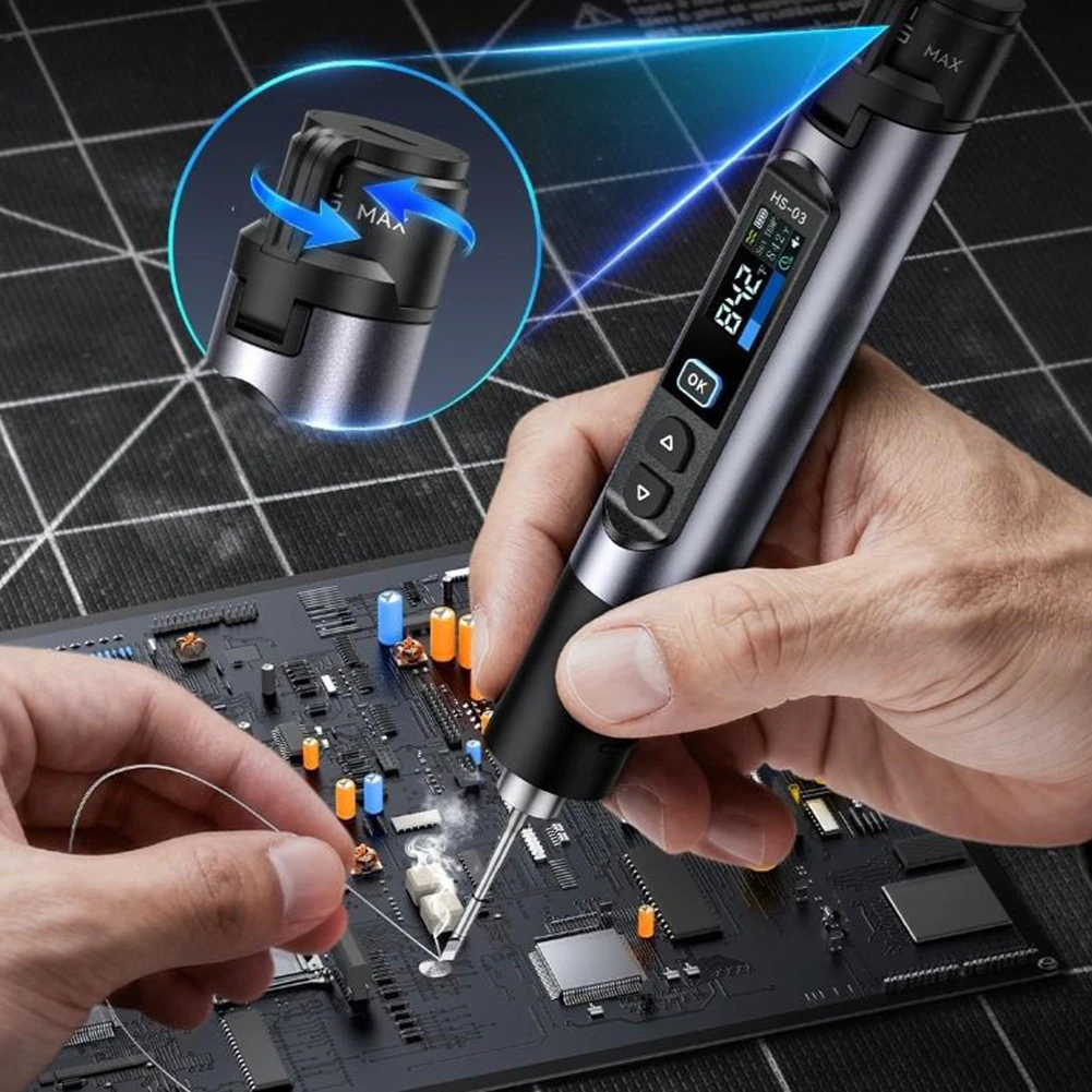 

HS-03 Cordless Soldering Iron with Type C Charging Interface 10W Max Power and Constant Temp Control for Indoor Outdoor Tasks