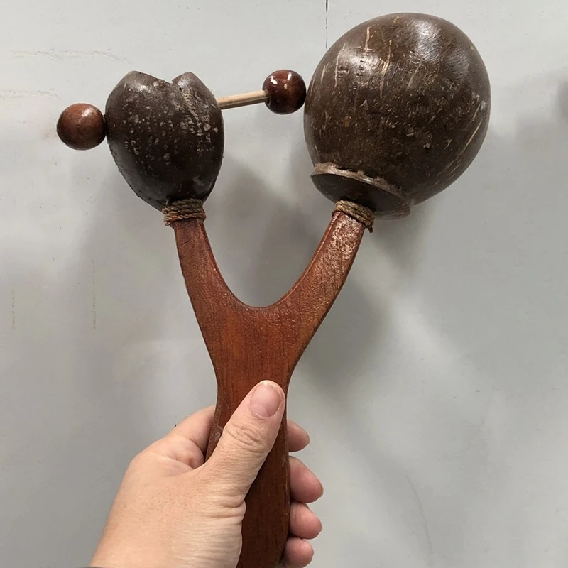 Double Head Maraca Coconut Shell Handmade Professional Maraca Adult Children Sound Healing Sand Hammer Portable Orff Instruments