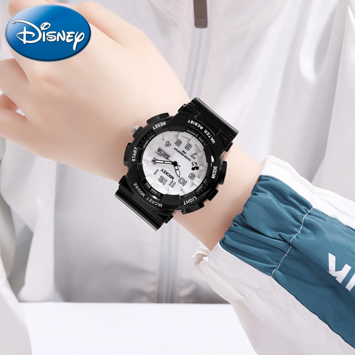 Disney-reloj de cuarzo con calendario semanal para niños, cronógrafo luminoso, resistente al agua, con caja