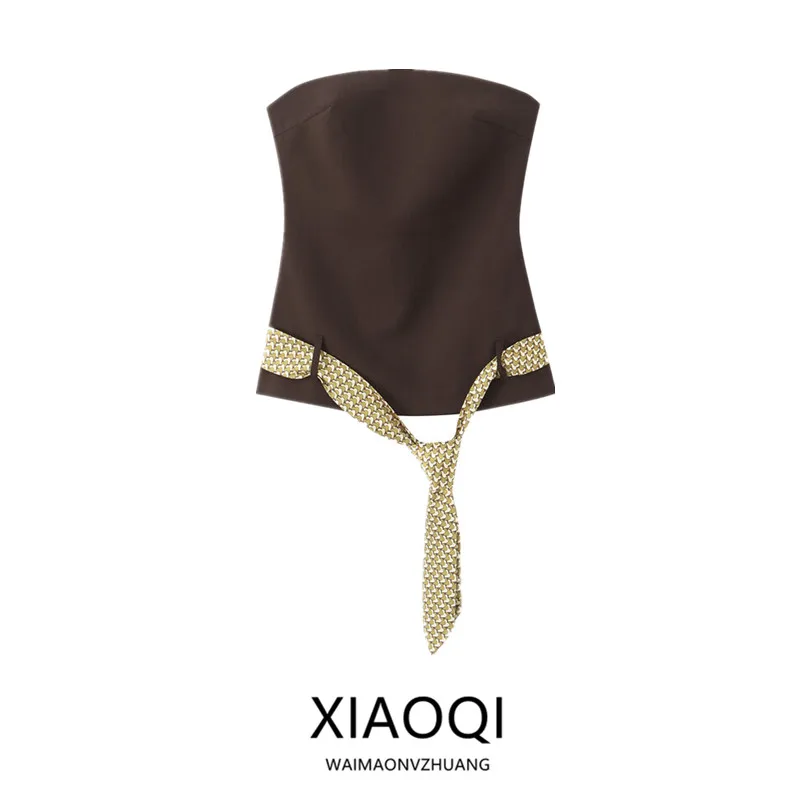 

Осень 2023, новый женский модный дизайн, универсальный сетчатый пояс, топ-труба, однотонная облегающая одежда Sle