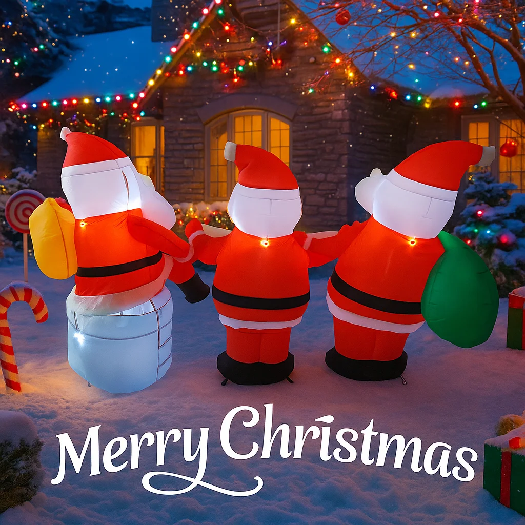 1.8 متر/6FT سانتا كلوز الأسرة زينة عيد الميلاد المنزل نفخ اللعب مع أضواء LED ساحة عيد الميلاد الحلي حفلة ديكور ذاتي الصنع #4