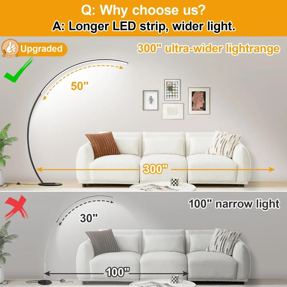 

Dimmable LED Floor Lamp with 3 Color Temperatures, Ultra Bright 2000LM Arc Floor Lamps for Living Room,Modern Standing Tall Lamp
