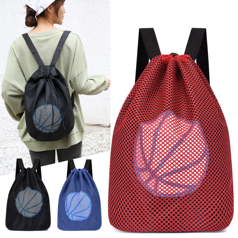 Outdoor Training Drawstring Backpack Travel Waterproof Soccer Football Storage Fitness Mesh Bag Basketball Storage Gym Yoga