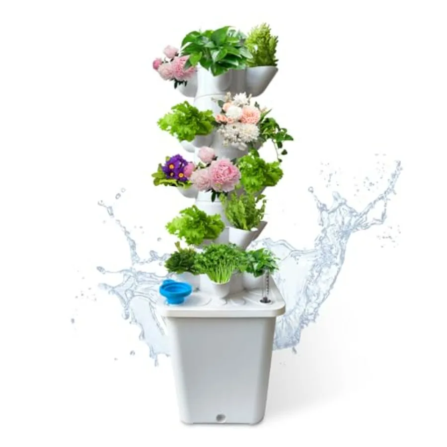 25 Plants Hydroponic Tower Growing System with Timer Automatic Watering Vertical Hydroponic Planter Kit for Herbs Vegetables Fr