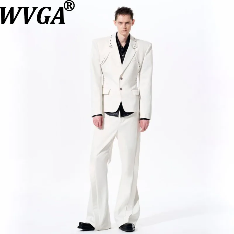 

WVGA Spring Autumn New Men's Tide Turn-Down Collar Trendy Blazer Niche Chic Casual Straight Suit Pants Two Pieces Set Ins W20221