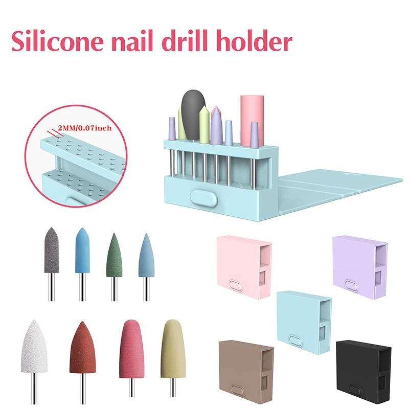 Nail Art Drill Bits Storage Box Grinding Polish Head Bit Holder Display Nail Drill Bit Organizer Nail Stand Storage Box