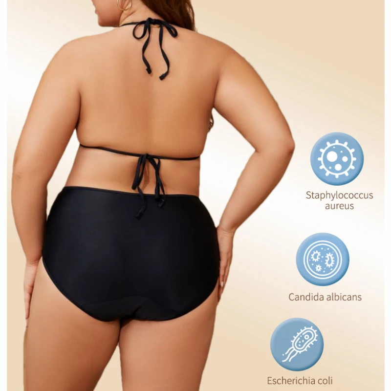 Culotte menstruelle imperméable à quatre couches, sous-vêtements de natation, bikini sexy, grande taille, couvert de ventre