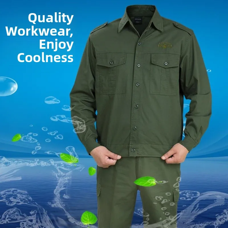 Spring Summer Thin Cotton Work Uniform Set Men's Camouflage Labor Protection Clothing Fall Special Wear Resistant Utility Suit