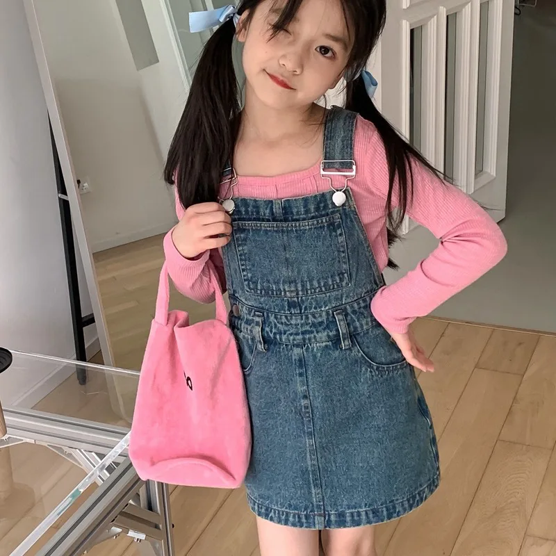 Girls' Suspender Skirt Autumn Clothing Western Style Fashion Denim Brace Short SkirtALine Skirt Children One Piece Dropshipping