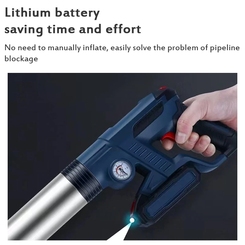 Electric High-pressure Air Plunger Sewer Piping Unclogging Machine Kit Lithium Battery Toilet Dredge Tool for Kitchen Bathroom