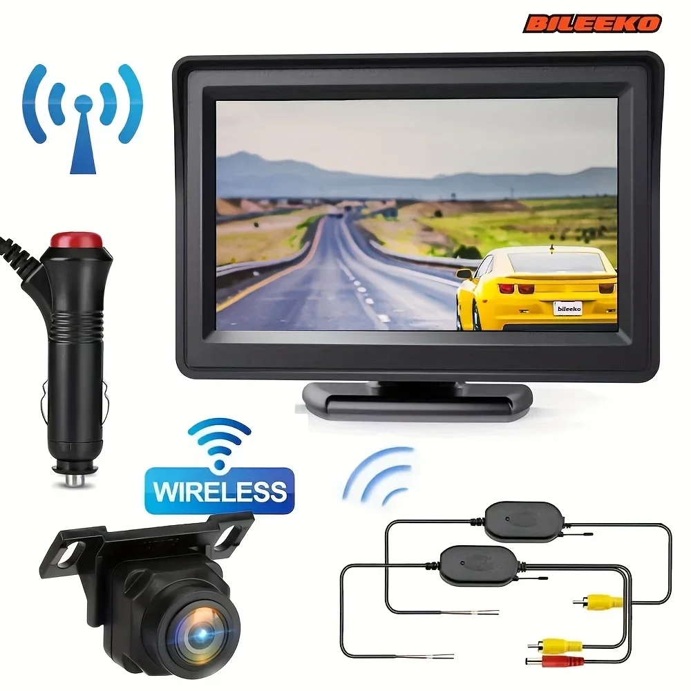 

Bileeko Wireless Rear View Camera Monitor Kit - Backup Parking Assistant System for RV/Trucks/SUV