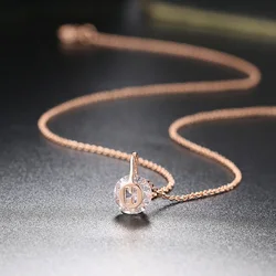Round Pendant Necklaces for Women Kpop Minimalist Crystal Women's Choker Neck Chain Rose Gold Color Jewelry Accessories N496