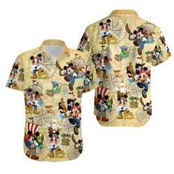 Disney Mickey Mouse Rainbow Stripe Hawaiian Shirt Men Women Short Sleeve Shirt Disney Hawaiian Shirt Casual Beach Shirt For Men