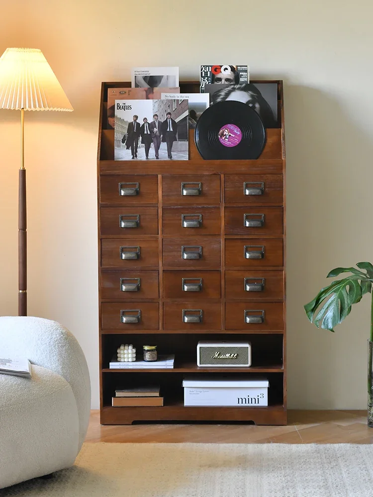 

Annie family American retro chest, medieval furniture, solid wood magazine, entrance cabinet, record drawer, living room storage