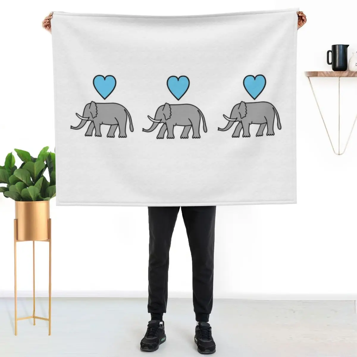 Elephant Trio Throw Blanket Multi Purpose Soft Warm Blanket for Home Travel