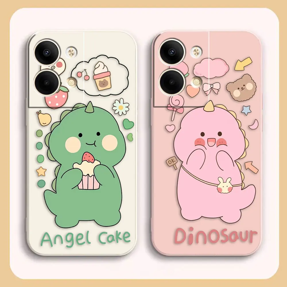 Phone Case For OPPO RENO 8 7 9 6 7SE 5 4 4SE 4 3 4G 5G PRO PLUS Colour Simple Case Cover Funda Cqoue Shell Capa Little Dinosaur