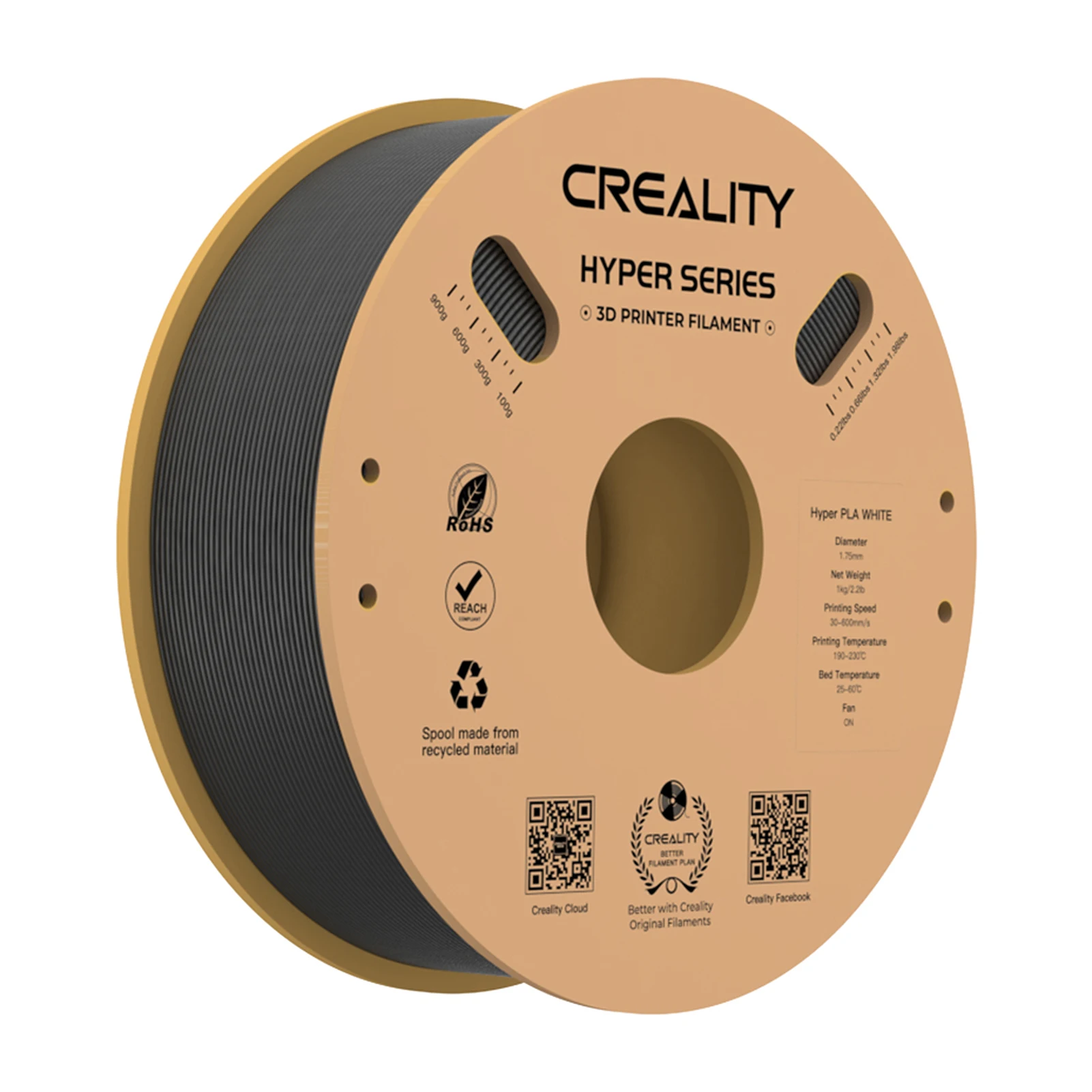 Creality Hyper PLA  Filament 1.75mm High Fluidity High Speed 3D Printing Material Stable Extrusion Spool Dimensional 1KG