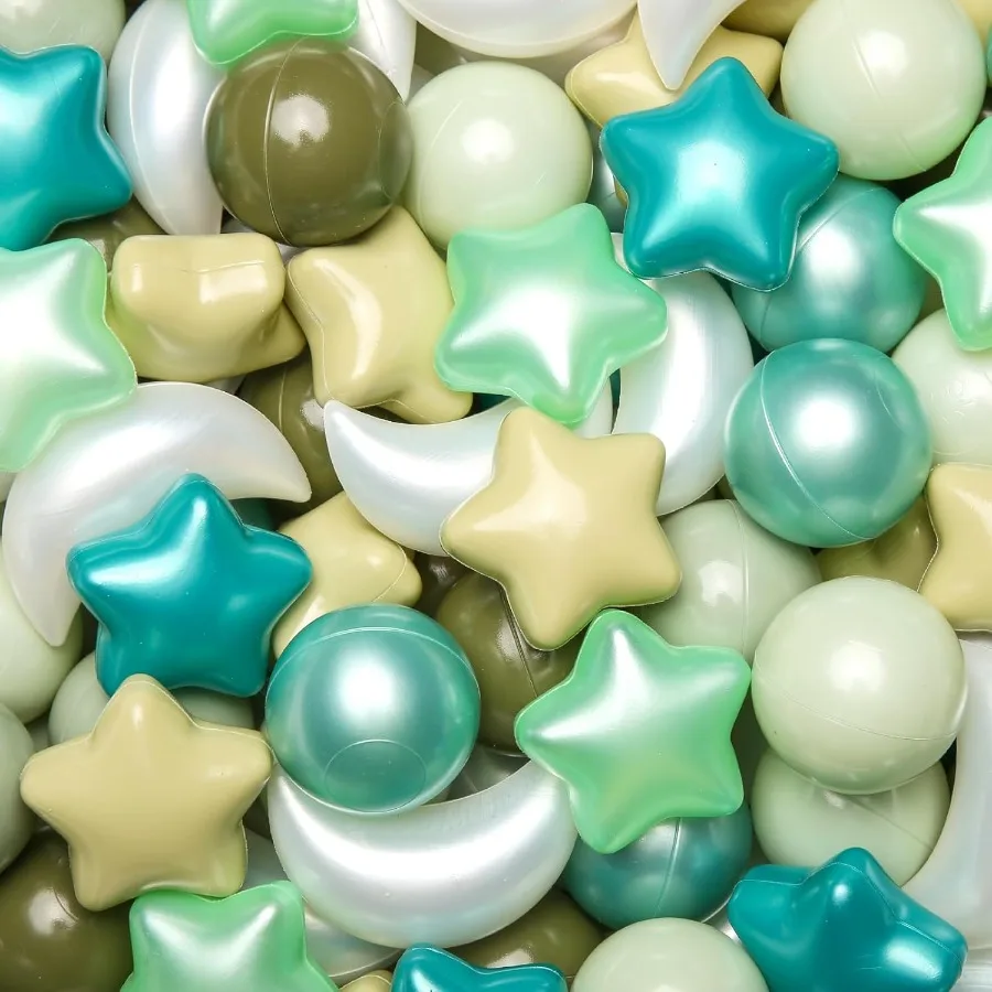 100 bolas, formas de bolas para niños pequeños, bolas de estrellas de plástico para piscina de bolas, tobogán, parque infantil, fiesta de cumpleaños, decoración navideña