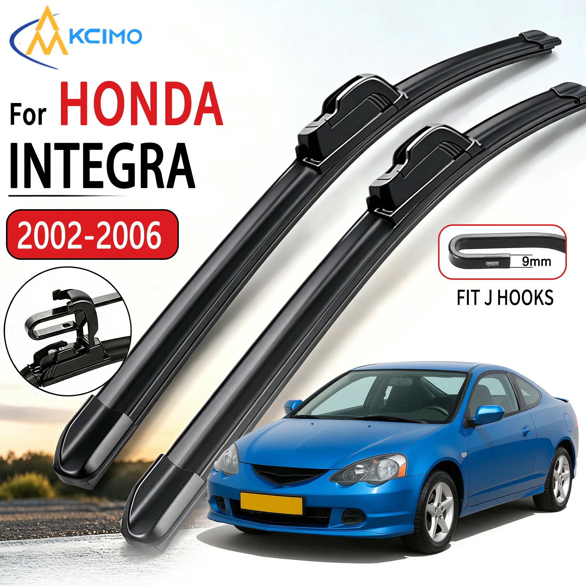 

For Honda Integra 2002-2006 2Pcs Car Front Wiper U-Shape Soft Rubber Boneless Wiper HD Silent Durable Wiper 21"+18"