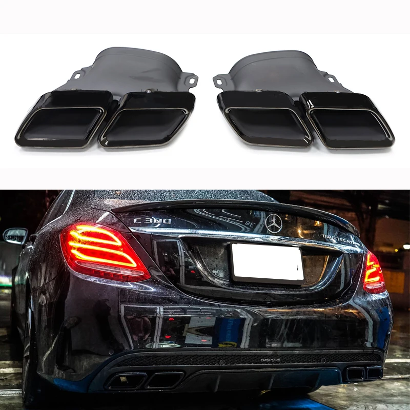 

Car Quad Exhaust Tip Stainless Steel For Mercedes Benz C63 W205 C200 C300 C180 C260 2015+ Muffler Tips Tailpipe Nozzle
