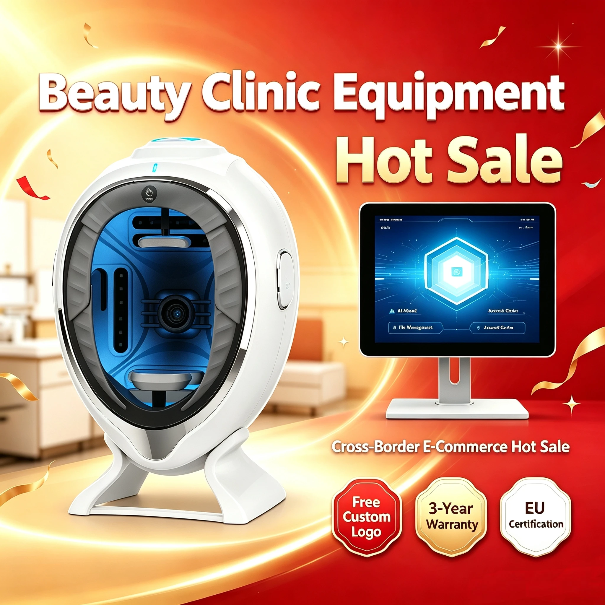 Beauty Salon 3D Facial Skin Analyzer Machine Dermatoscope Face Mirror Skin Scanner For Skin Diagnostics