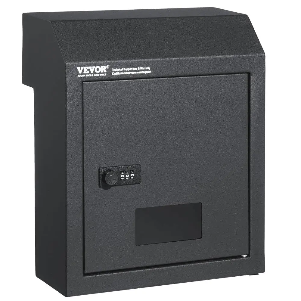 

Heavy Duty Steel Through Door Key Drop Box with 12 Combination Lock Mail Drop Box Dark Gray