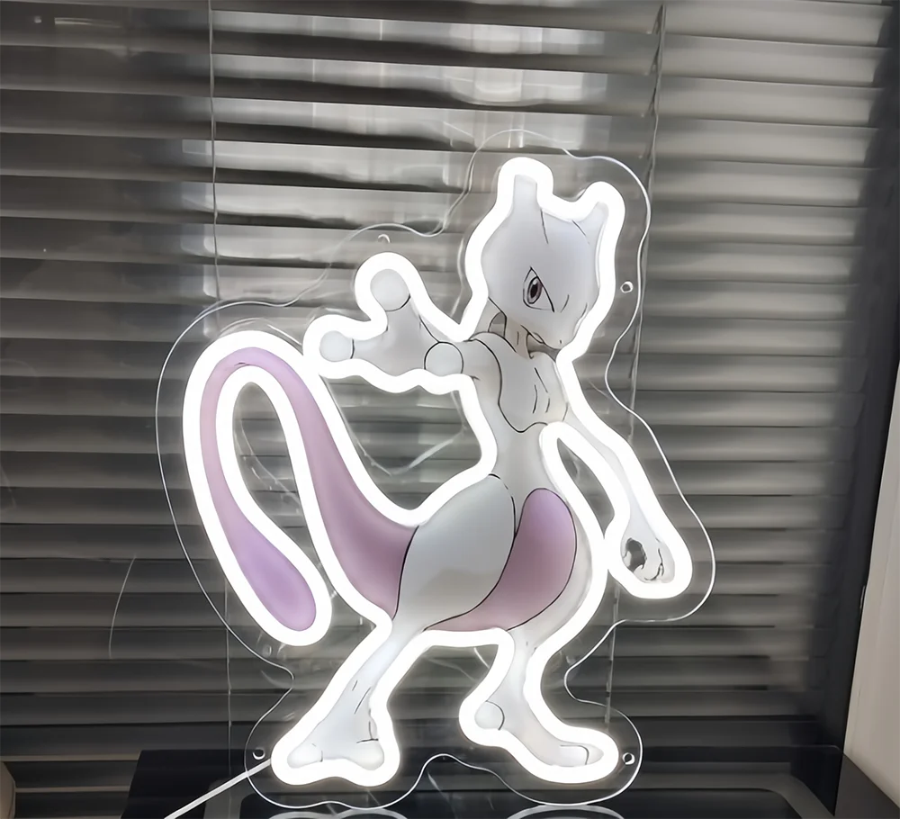 مخصص أنيمي بوكيمون Mewtwo الاكريليك النيون LED ضوء عمل فني للمنزل مهرجان ديكور حزب بار فندق صالون الأعمال متجر ، الخ.