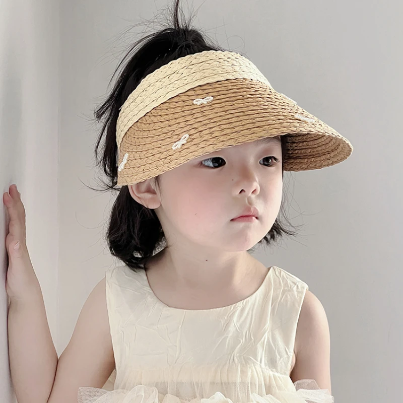 Chapeaux et casquettes à la mode pour enfants avec nœud papillon, protection solaire, grand bord pour l'été