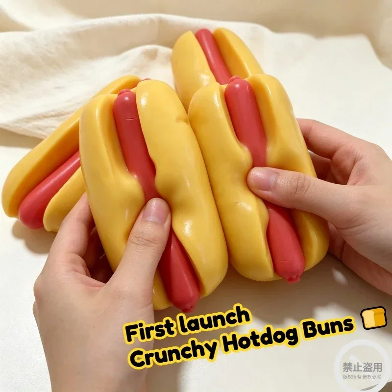 Hotdog Buns Crunchy Handmade Ball Squishy Stress Ball Squishy Squeeze ASMR Sensory ADHD Anti Stress Relief Fidget Toys 스퀴시 view 2